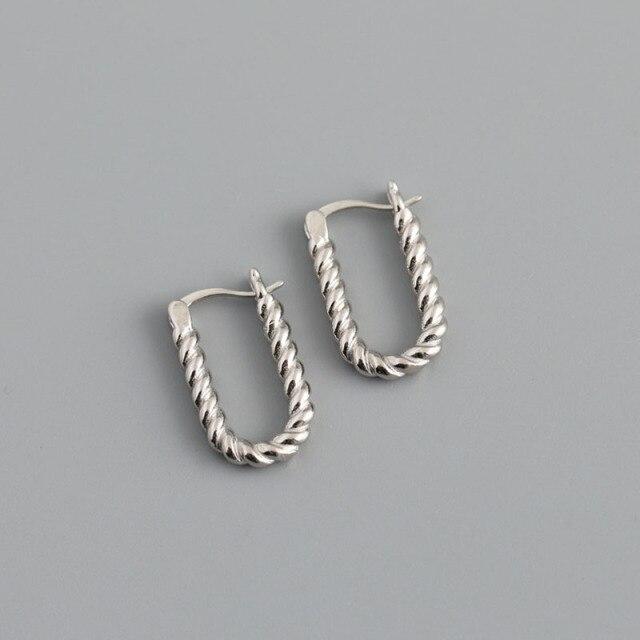 925 Sterling Silber U-förmige Ohrringe für Frauen Einfache französische gedrehte Seil Creolen Boucle D 'Oreille Argent silber von Joom DACH
