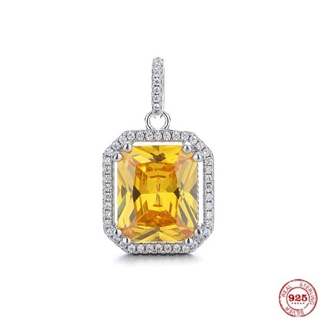 925 Sterling Silber Volldiamant Anhänger Rosa Gelb Zirkon Halskette Unsichtbar Transparent Modeschmuck Geschenke für Mädchen gelb von Joom DACH