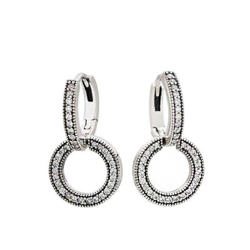 925 Sterling Silber Weiblicher klassischer Ohrring Weißer Kubischer Zirkon Doppelkreis Ohrring Ring für Frauen Mädchen Hochzeitsschmuck von Joom DACH