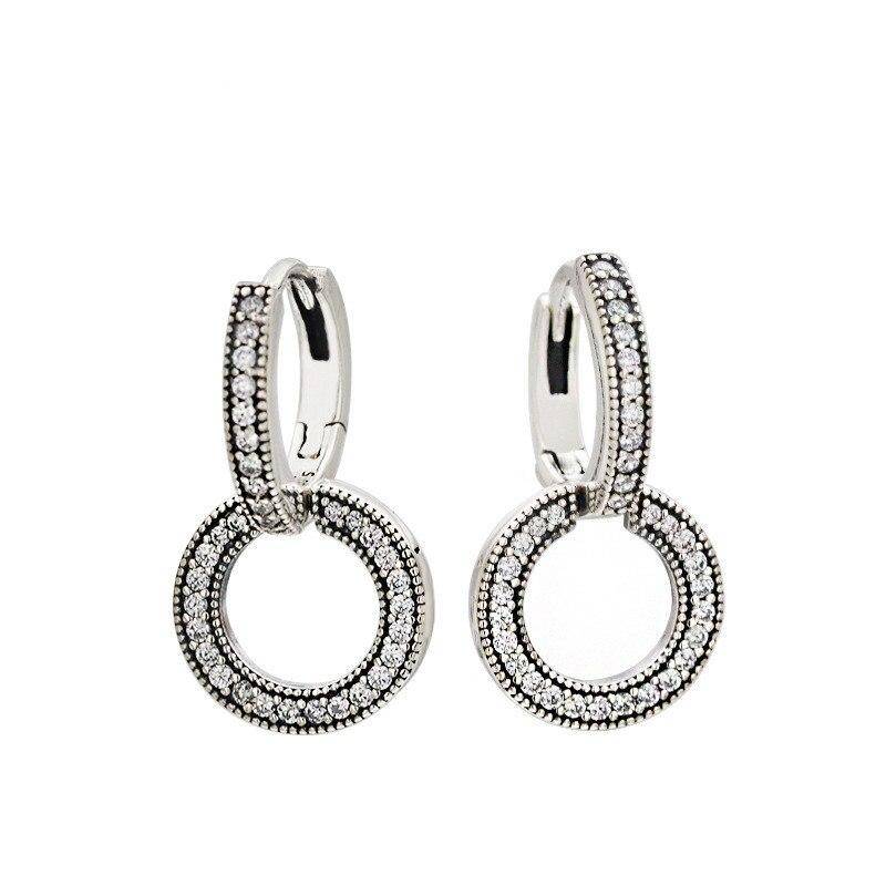 925 Sterling Silber Weiblicher klassischer Ohrring Weißer Kubischer Zirkon Doppelkreis Ohrring Ring für Frauen Mädchen Hochzeitsschmuck von Joom DACH