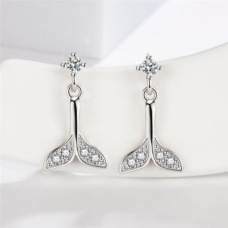 925 Sterling Silber Zirkon Meerjungfrau Schwanz Piercing Stud Ohrringe Für Frauen Mädchen Partei Schmuck Pendientes eh292 von Joom DACH