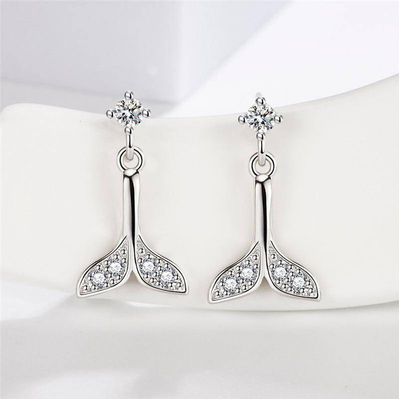 925 Sterling Silber Zirkon Meerjungfrau Schwanz Piercing Stud Ohrringe Für Frauen Mädchen Partei Schmuck Pendientes eh292 von Joom DACH