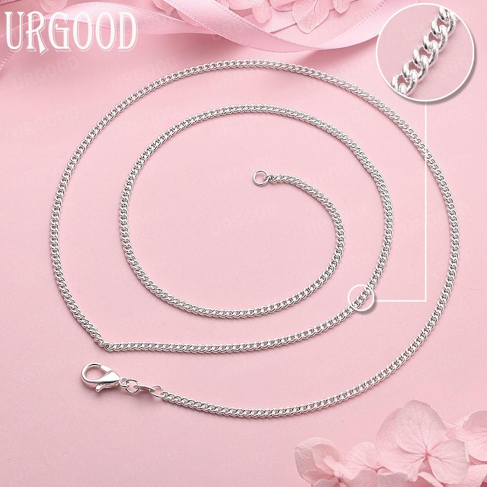 925 Sterlingsilber Hochzeitsschmuck 2mm 18-30 Zoll Halskette 45cm von Joom DACH