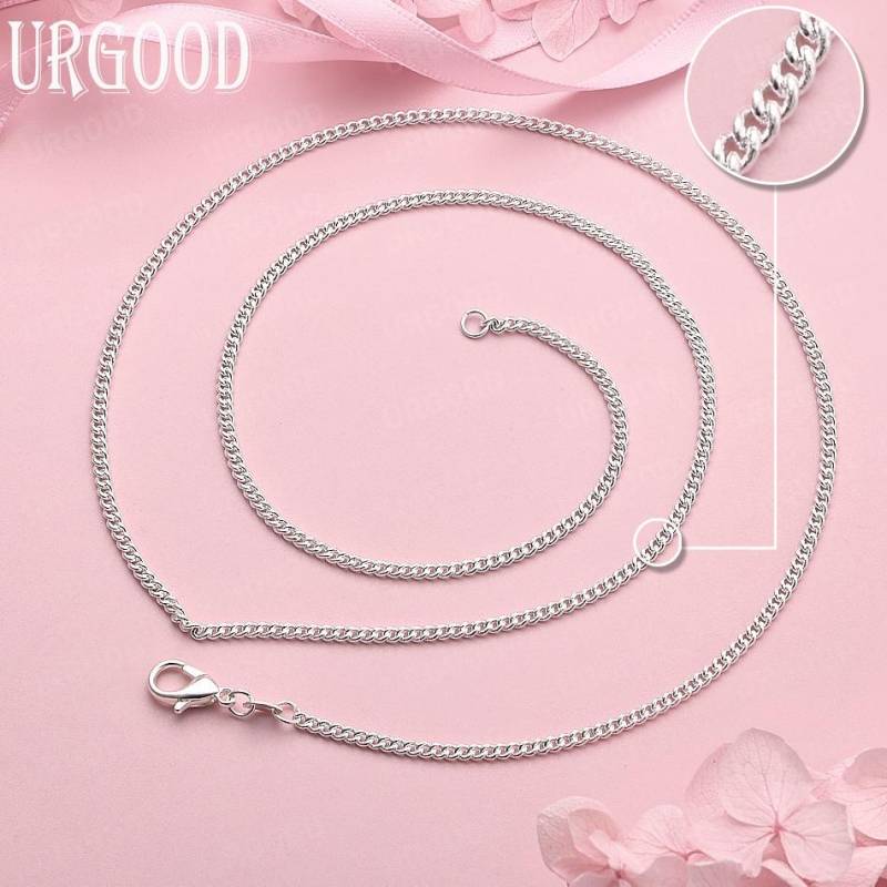 925 Sterlingsilber Hochzeitsschmuck 2mm 18-30 Zoll Halskette 45cm von Joom DACH