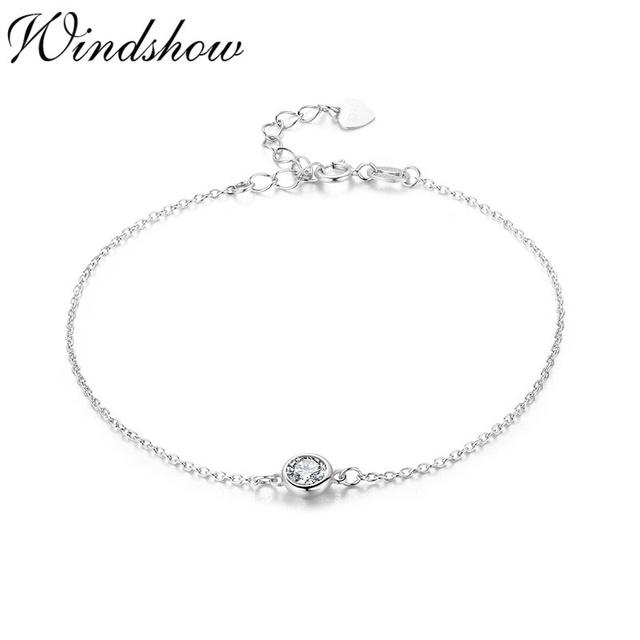 925 Sterlingsilber Kette Runder Zirkonia Anhänger Fußschmuck Fußkettchen für Frauen Mädchen Beinarmband Cheville Enkelbandje Halhal Tobillera 22cm weiß von Joom DACH