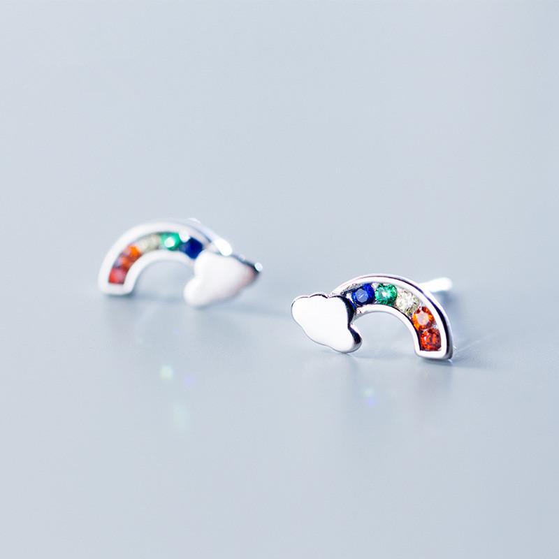 925 Sterlingsilber Regenbogen Bunte Kristall Ohrstecker für Frauen Geschenk Schmuck weiblich Ohr pendientes boucle d oreille eh103 von Joom DACH