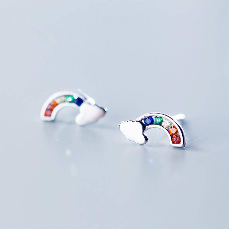 925 Sterlingsilber Regenbogen Bunte Kristall Ohrstecker für Frauen Geschenk Schmuck weiblich Ohr pendientes boucle d oreille eh103 von Joom DACH