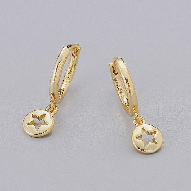 925 Sterlingsilber Stern Creolen Ohrringe Damen Mädchen Goldene Anhänger Schlichter Schmuck gold von Joom DACH