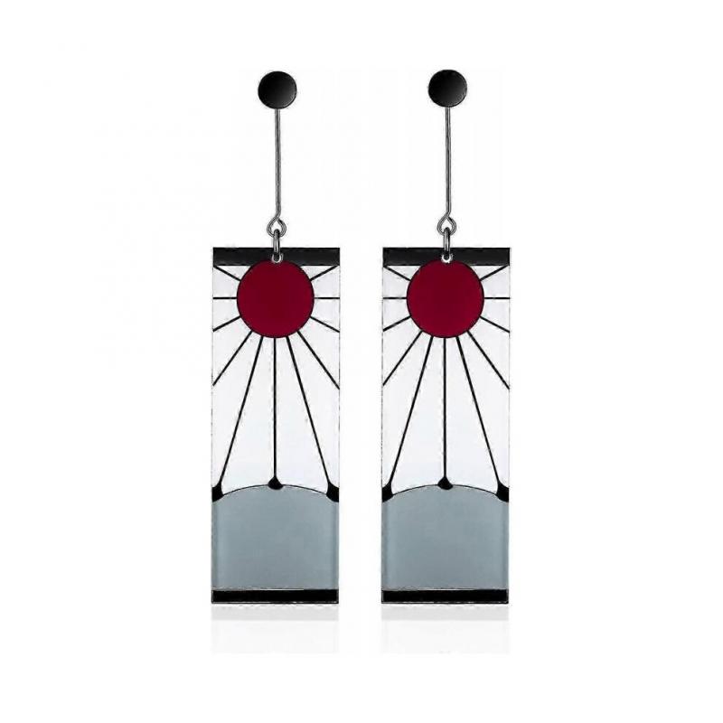 925 Sterlingsilber Tanjiro Ohrringe, Anime Demon Slayer Cosplay Tanjiro Schwarze Ohrringe Ohrclip Kimetsu No Yaiba Hanafuda Halloween für Männer Frauen Earr von Joom DACH