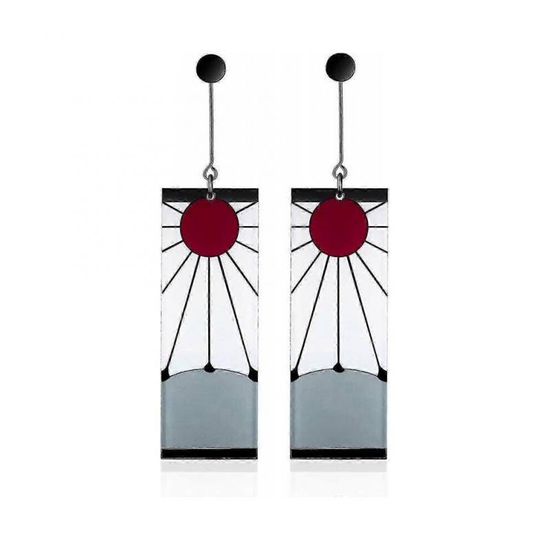 925 Sterlingsilber Tanjiro Ohrringe, Anime Demon Slayer Cosplay Tanjiro Schwarze Ohrringe Ohrclip Kimetsu No Yaiba Hanafuda Halloween für Männer Frauen Earr von Joom DACH