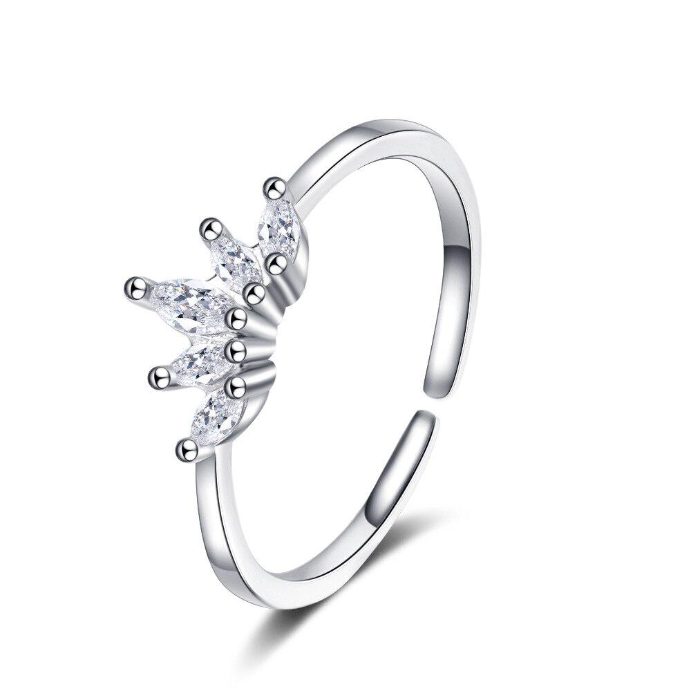 925 Sterlingsilber Verstellbare Größe Zirkon Krone Fingerring Klassischer Schmuck Für Frauen Mädchen Hochzeit Weihnachten jz565 von Joom DACH