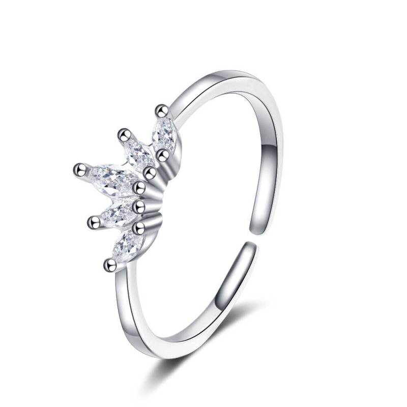925 Sterlingsilber Verstellbare Größe Zirkon Krone Fingerring Klassischer Schmuck Für Frauen Mädchen Hochzeit Weihnachten jz565 von Joom DACH