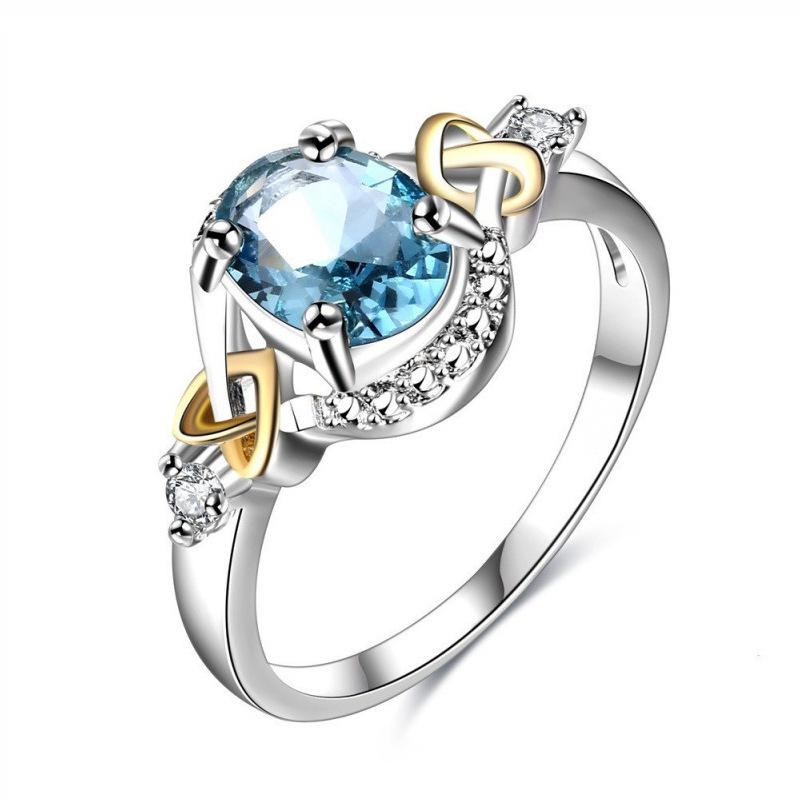 925 silber Farbe Schmuck Saphir Hochzeit Diamant Ringe für Frauen Anillos Bizuteria Edelstein Blau Topas stein 9 blau von Joom DACH