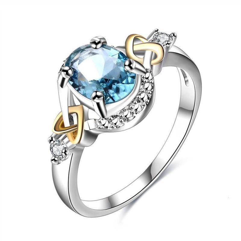 925 silber Farbe Schmuck Saphir Hochzeit Diamant Ringe für Frauen Anillos Bizuteria Edelstein Blau Topas stein 9 blau von Joom DACH
