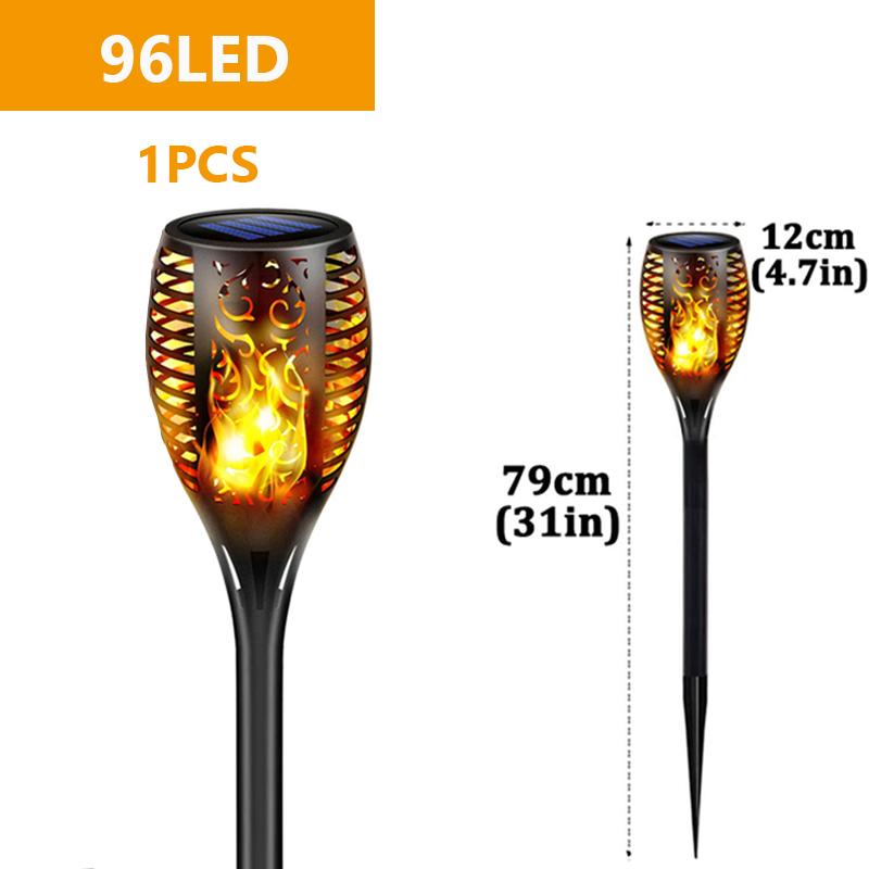 96 LED-Außen-Solarlicht, Gartenlicht, Kanallicht, wasserdicht, Terrasse, blinkende Tanzfackel, Flammenlicht, Innenhof, Weihnachtsdekoration 1PC 96LED von Joom DACH