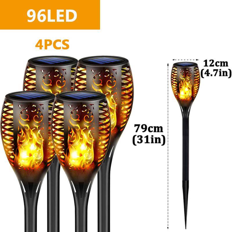 96 LED-Außen-Solarlicht, Gartenlicht, Kanallicht, wasserdicht, Terrasse, blinkende Tanzfackel, Flammenlicht, Innenhof, Weihnachtsdekoration 4PC 96LED von Joom DACH
