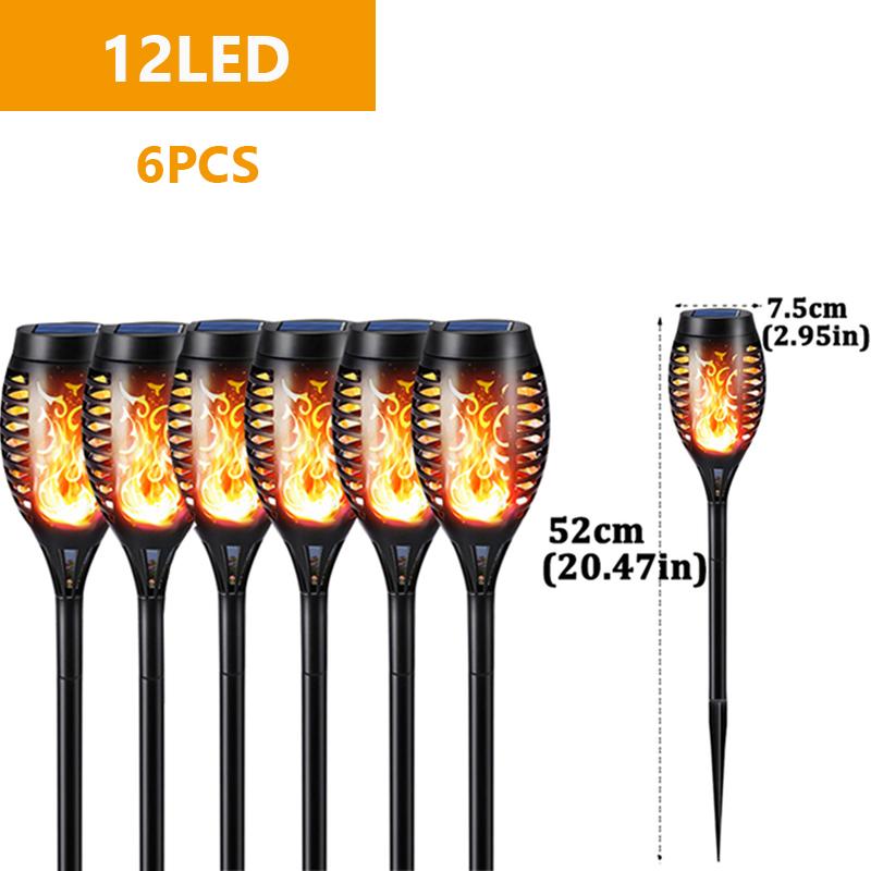 96 LED-Außen-Solarlicht, Gartenlicht, Kanallicht, wasserdicht, Terrasse, blinkende Tanzfackel, Flammenlicht, Innenhof, Weihnachtsdekoration 6PC 12LED von Joom DACH