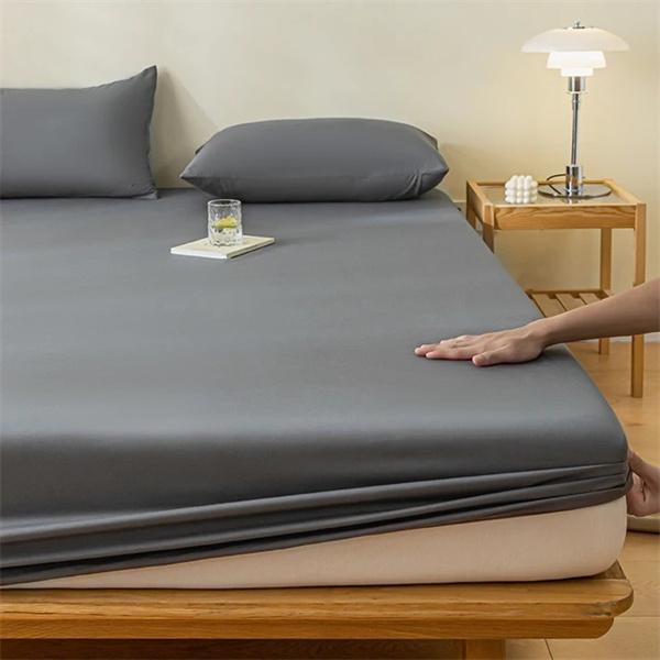 99,99 % wasserdichte Matratzenbezüge, verstellbarer, rutschfester Spannbettlakenschutz mit Gummiband, Einzelbett, Größe 140/160/180 x 200 160cmX200cmX30cm Mattress grau von Joom DACH