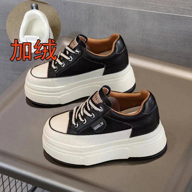 9cm Echtes Leder Plattform Turnschuhe Keil Schuhe für Frauen Atmungsaktive Turnschuhe Herbst Casual Schuhe Versteckte Ferse Zapatillas Mujer 38 von Joom DACH