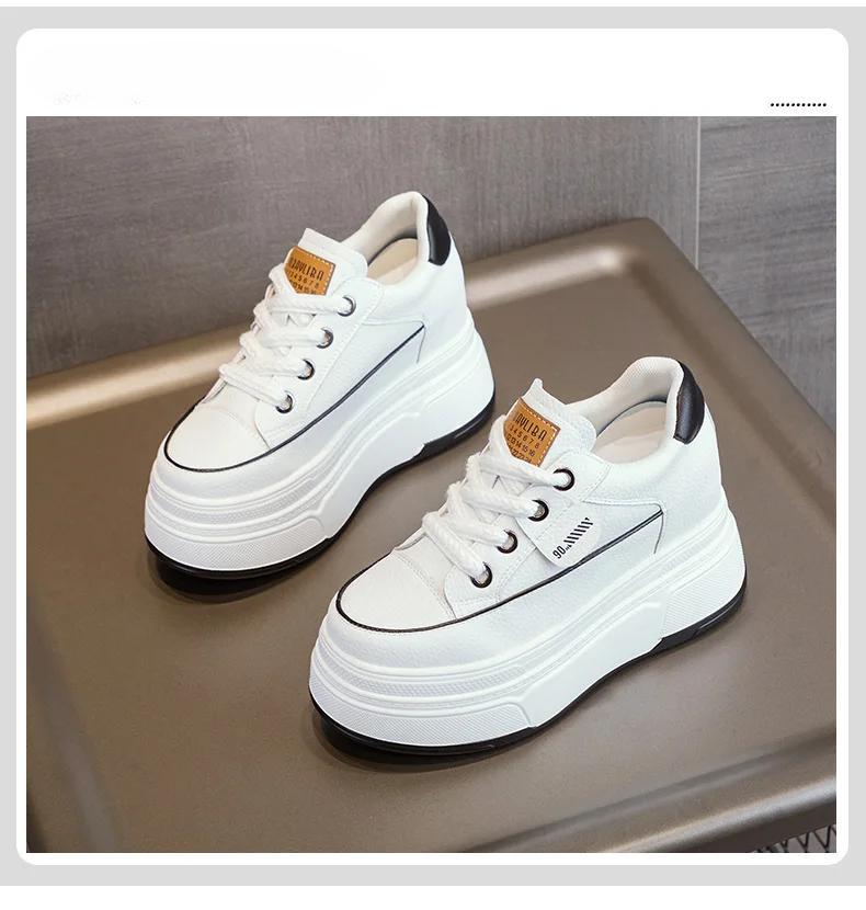 9cm Echtes Leder Plattform Turnschuhe Keil Schuhe für Frauen Atmungsaktive Turnschuhe Herbst Casual Schuhe Versteckte Ferse Zapatillas Mujer 40 von Joom DACH