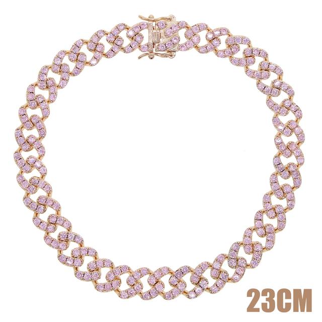 9mm Iced Out Bling Cz Miami Cuban Link Kette Fußkettchen Roségold Rosa Stein Miami Fußkettchen Silber Farbe Hip Hop Damen Modeschmuck 23CM von Joom DACH