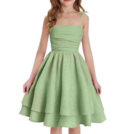 A-Linien-Sommerkleid mit Spaghettiträgern Festliches ärmelloses Mädchen-Midikleid Party-Prinzessinnenkleid für 8-14 Jahre 170cm grün von Joom DACH