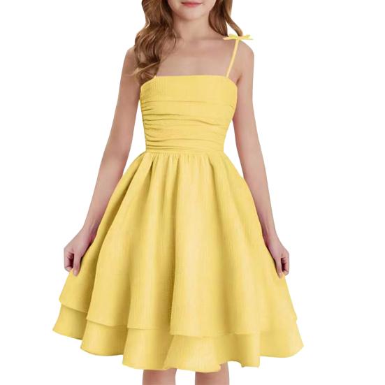A-Linien-Sommerkleid mit Spaghettiträgern Festliches ärmelloses Mädchen-Midikleid Party-Prinzessinnenkleid für 8-14 Jahre 170cm von Joom DACH