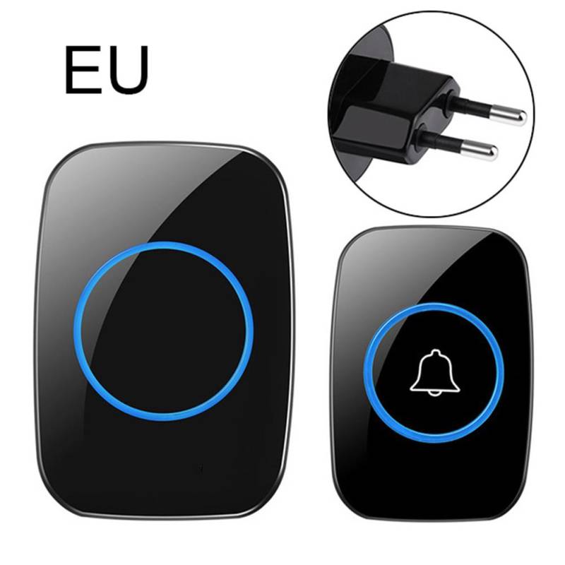 A10 Drahtlose wasserdichte Ferntürklingel 300 m Plug-in-Gong-Ring-Knopf-Alarm EU Plug^ schwarz von Joom DACH
