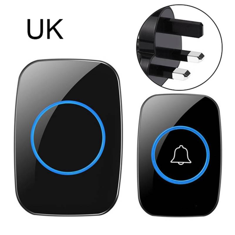 A10 Drahtlose wasserdichte Ferntürklingel 300 m Plug-in-Gong-Ring-Knopf-Alarm UK Plug^ schwarz von Joom DACH