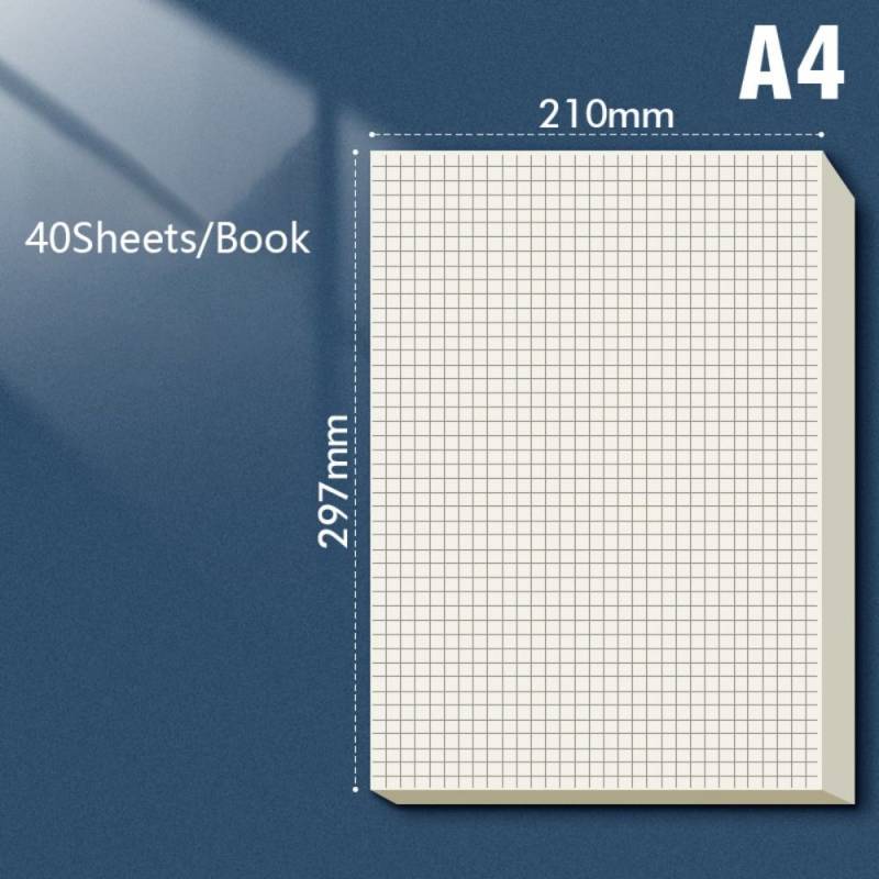 A4/B5 Blanko-Entwurfspapiergitter/Blanko-Rechenpapier Hochwertiges Notizbuch-Studien-Malzubehör A4-Grids-40Sheets von Joom DACH