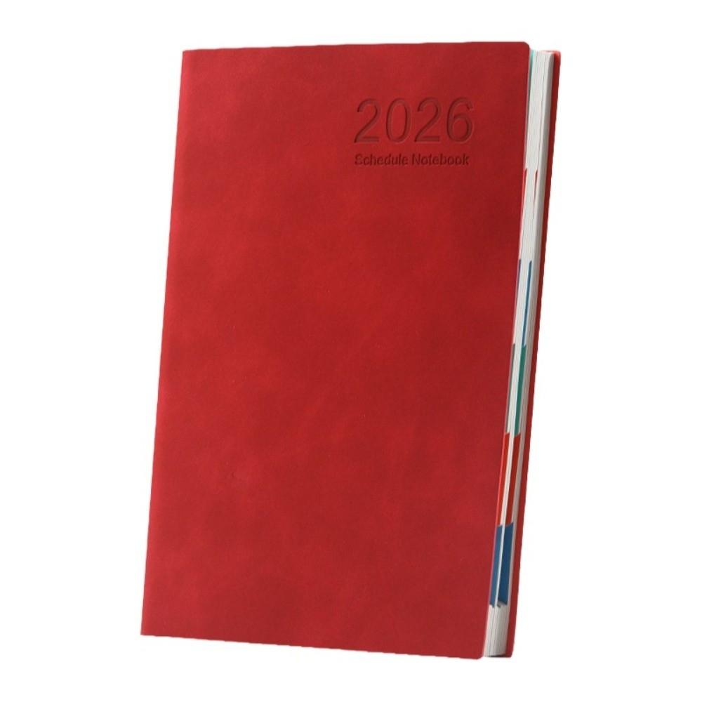A5 2026 365-Tage Terminplaner Notizbuch PU-Leder Einband Terminplaner Notizblock Agenda Notizbuch Schule rot von Joom DACH