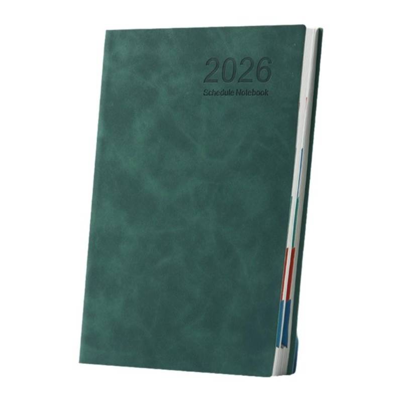 A5 2026 365-Tage Terminplaner Notizbuch PU-Leder Einband Terminplaner Notizblock Agenda Notizbuch Schule grün von Joom DACH