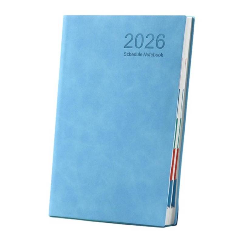 A5 2026 365-Tage Terminplaner Notizbuch PU-Leder Einband Terminplaner Notizblock Agenda Notizbuch Schule blau von Joom DACH