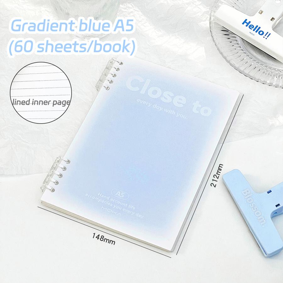 A5 Loseblatt-Notizbuch, 60 Blatt, liniertes Buch, Kawaii-Notiz, Schreibwaren, Schule, Bürobedarf, Studenten, Schreibnotizbuch blau von Joom DACH