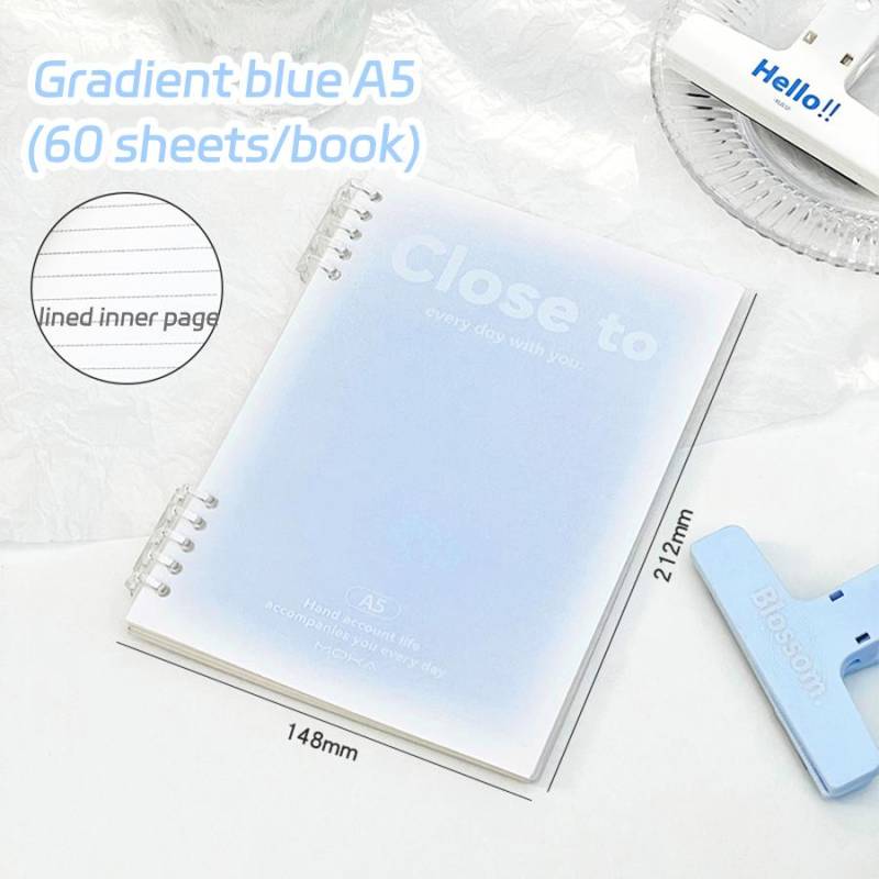 A5 Loseblatt-Notizbuch, 60 Blatt, liniertes Buch, Kawaii-Notiz, Schreibwaren, Schule, Bürobedarf, Studenten, Schreibnotizbuch blau von Joom DACH