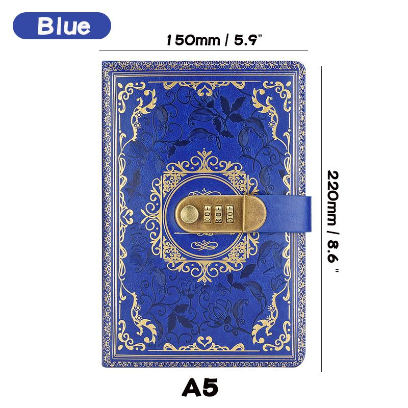 A5-Passwort-Tagebuch mit Schloss, verdicktes kreatives Handjournal für Geschäfts- und Büromaterial, Passwort-Notizbuch blau von Joom DACH