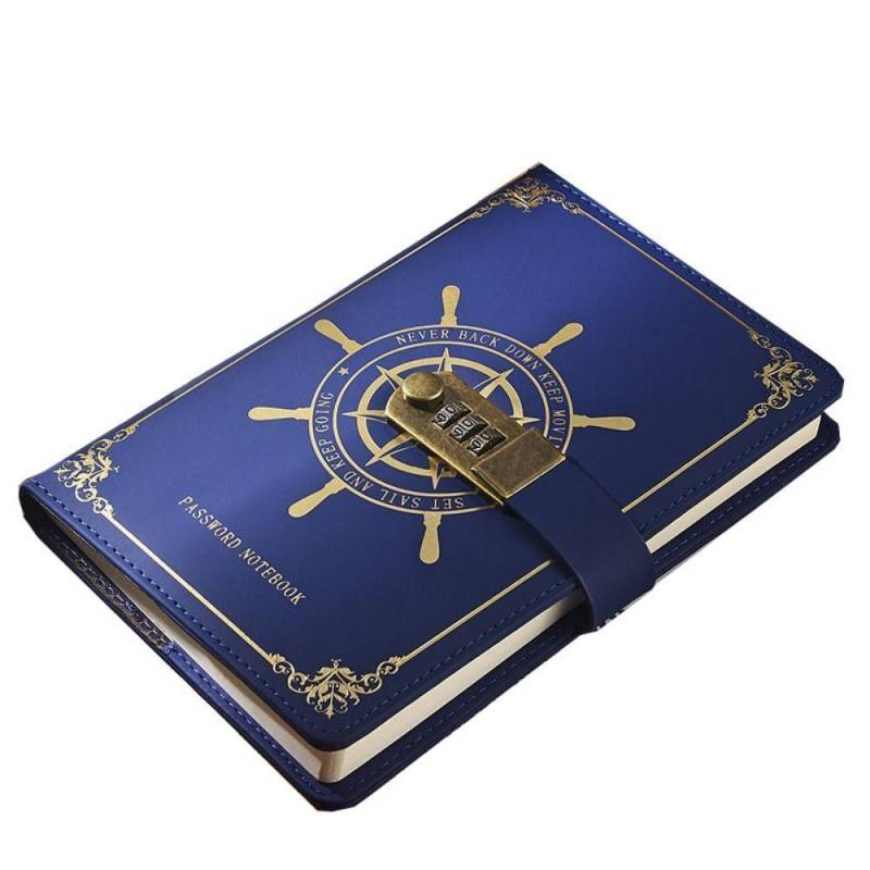 A5 Retro Passwort Lock Notebook Mit Schloss Reise Reise Tagebuch Notebook Notizblock Heimlich Tagebuch Hand Ledger Schreibwaren blau von Joom DACH