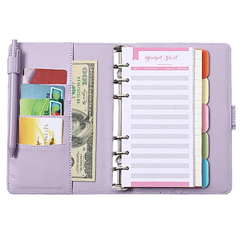 A6 Notizbuch Binder Umweltfreundlich Leichtgewicht 6 Ring Notizbuch für Reise Schule Büro Lila von Joom DACH