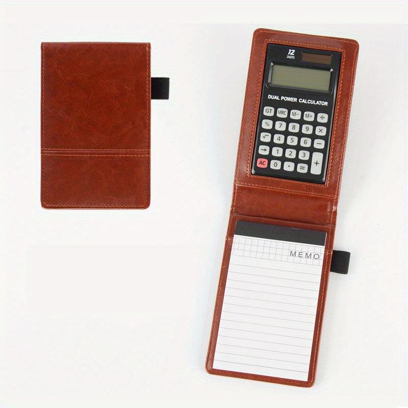 A7 Multifunktionaler tragbarer Business-Notizblock fürs Büro: Organisieren Sie sich mit Taschenrechner und Haftnotizen braun von Joom DACH