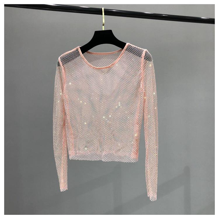 AB Diamant Netz Strass Überwurfhemd für Damen One Size rosa von Joom DACH