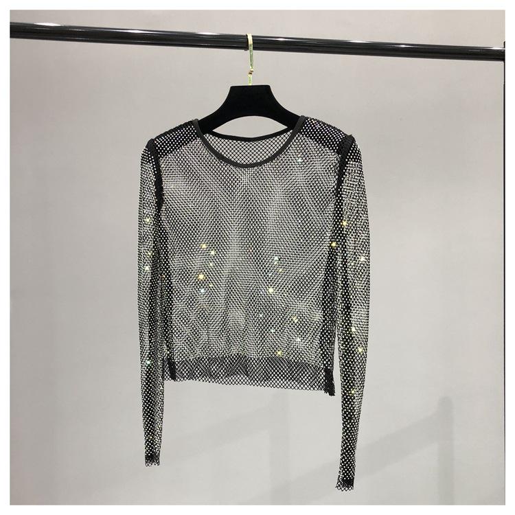 AB Diamant Netz Strass Überwurfhemd für Damen One Size schwarz von Joom DACH