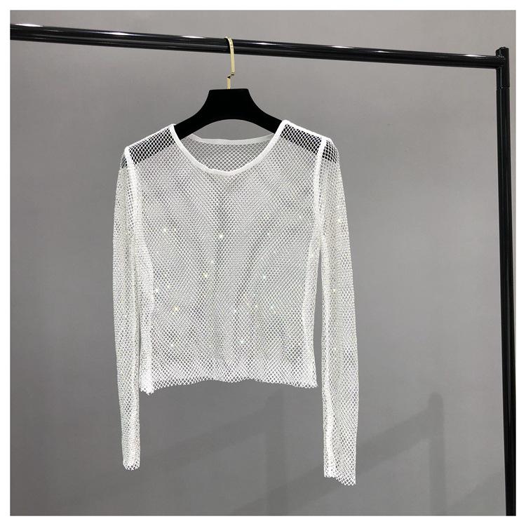 AB Diamant Netz Strass Überwurfhemd für Damen One Size weiß von Joom DACH