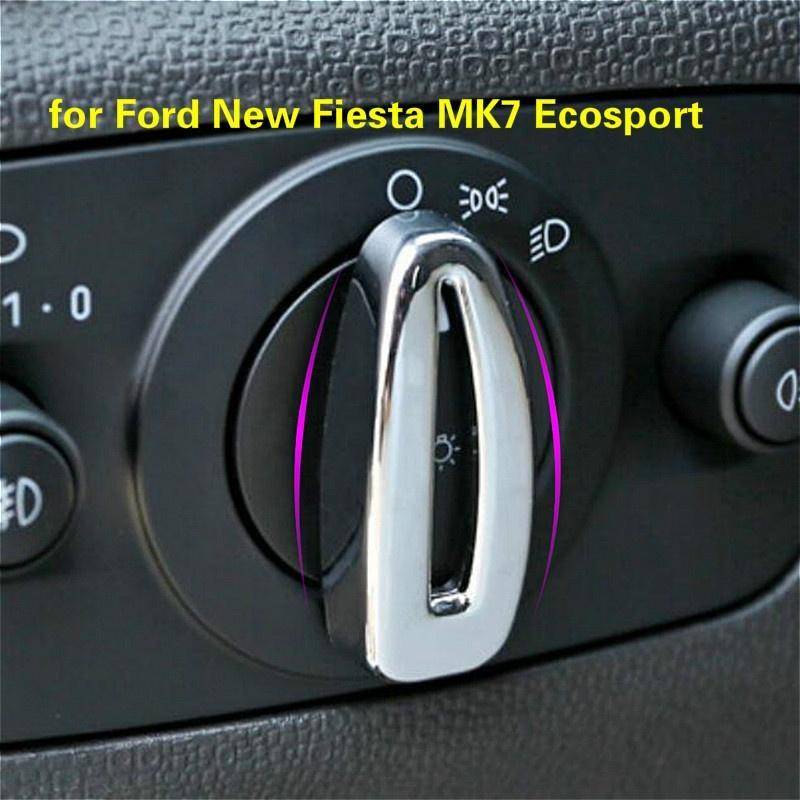 ABS Chrom Auto Scheinwerfer Schalter Knopf Abdeckung Scheinwerfer Lampenschalter Zieraufkleber für Ford New Fiesta MK7 Ecosport von Joom DACH