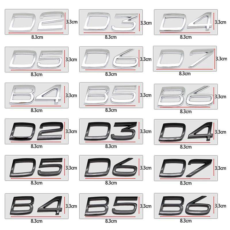 ABS D2 D3 D4 D5 D6 D7 B4 B5 B6 Auto Heckklappenemblem Badge Aufkleber D5 silber von Joom DACH