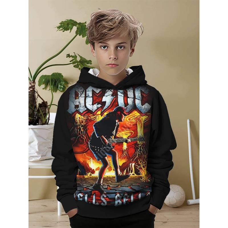 AC-DC Rockband 3D-Druck Alle Jahreszeiten Kinder Lässiges Sweatshirt Cooler Pullover Tops Unisex Kleidung Junge Mädchen Hoodies 130cm von Joom DACH