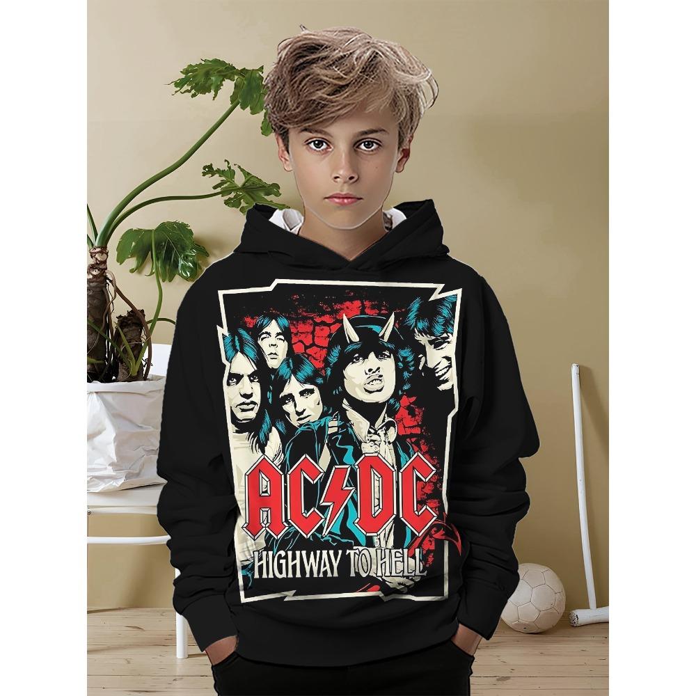 AC-DC Rockband 3D-Druck Alle Jahreszeiten Kinder Lässiges Sweatshirt Cooler Pullover Tops Unisex Kleidung Junge Mädchen Hoodies 140cm von Joom DACH