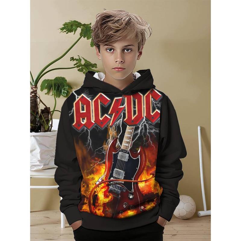 AC-DC Rockband 3D-Druck Alle Jahreszeiten Kinder Lässiges Sweatshirt Cooler Pullover Tops Unisex Kleidung Junge Mädchen Hoodies 150cm von Joom DACH