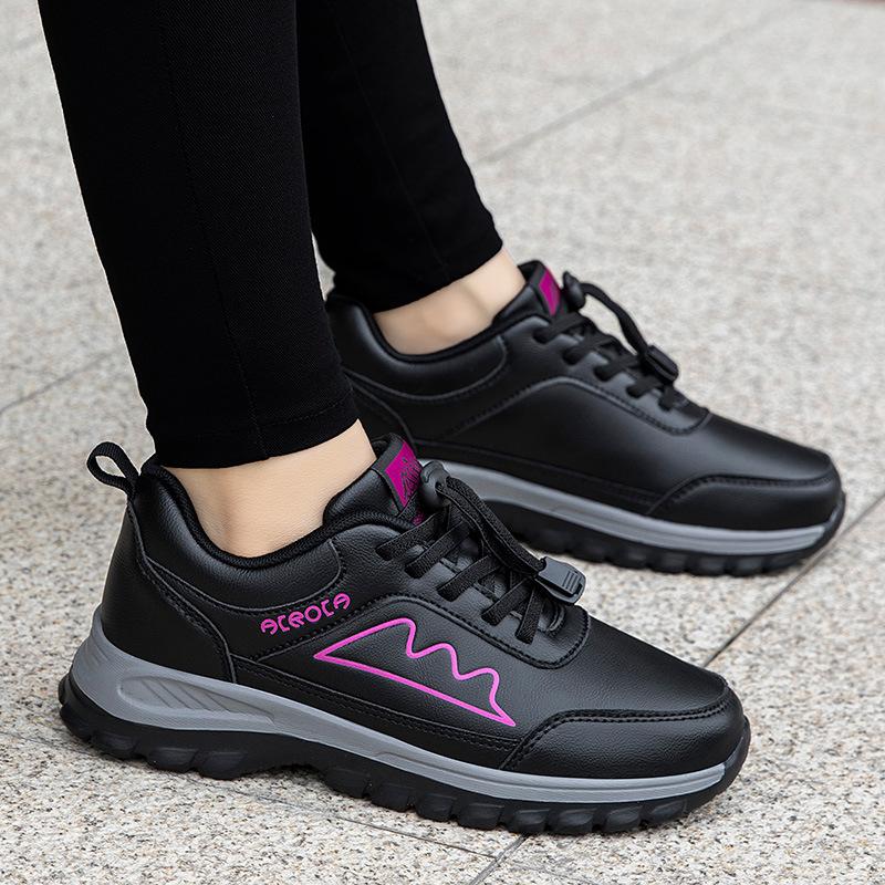 Ältere Schuhe Mittleren Alters Mutter Schuhe Wasserdichte Sportschuhe Damen Leder Casual Flache Schuhe Dämpfung Outdoor Wanderschuhe 38 von Joom DACH