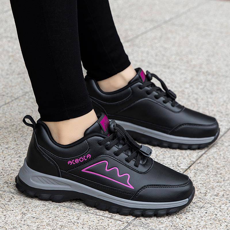 Ältere Schuhe Mittleren Alters Mutter Schuhe Wasserdichte Sportschuhe Damen Leder Casual Flache Schuhe Dämpfung Outdoor Wanderschuhe 38 von Joom DACH