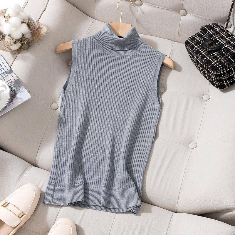 Ärmellose, warme Rollkragenweste für Damen im Herbst und Winter mit kleinem Anzug, hochelastischem Strickpullover und Hemdoberteil mit innerer Unterlage M von Joom DACH